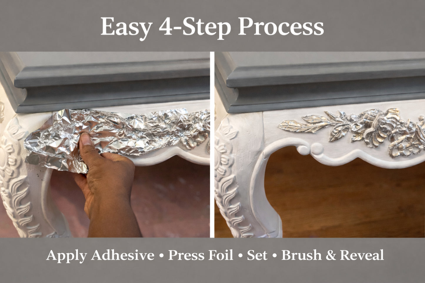 Premium Metallic Foil Sheets for Furniture & Decor Makeovers (Gold or Silver)