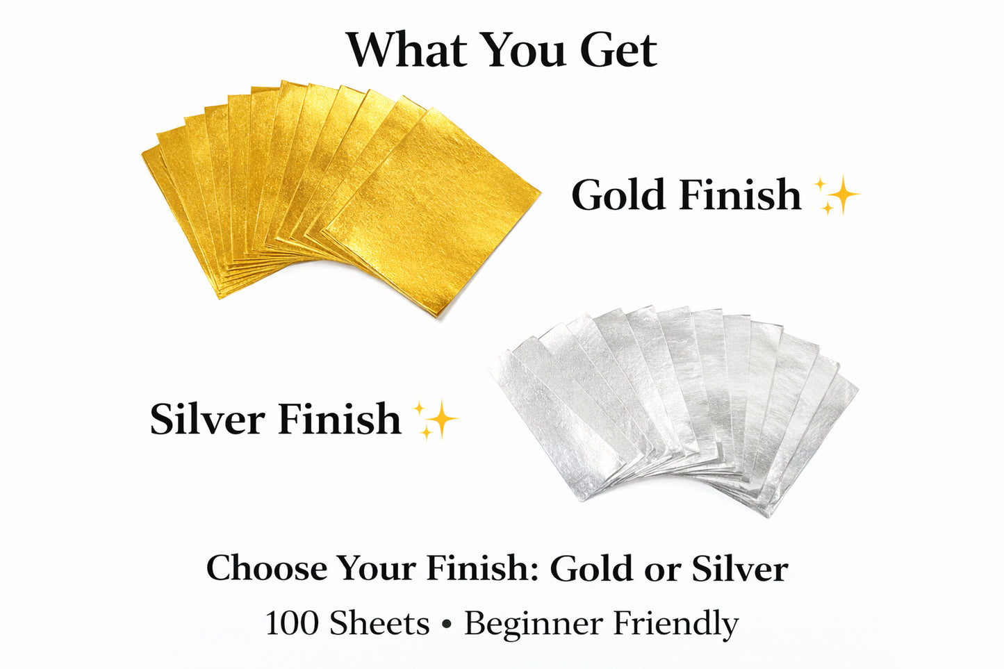 Premium Metallic Foil Sheets for Furniture & Decor Makeovers (Gold or Silver)